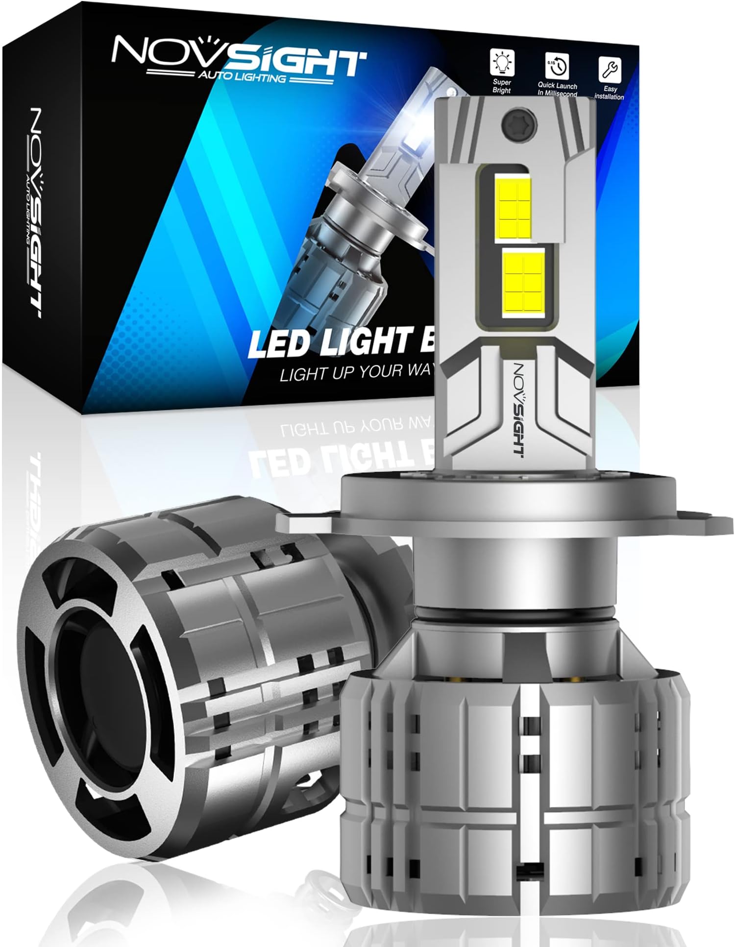 NOVSIGHT H4 Bulbs 88000LM, H4/HB2/9003 Fog Bulbs, 900% Ultra Bright H4 Fog Bulb, Pack of 2