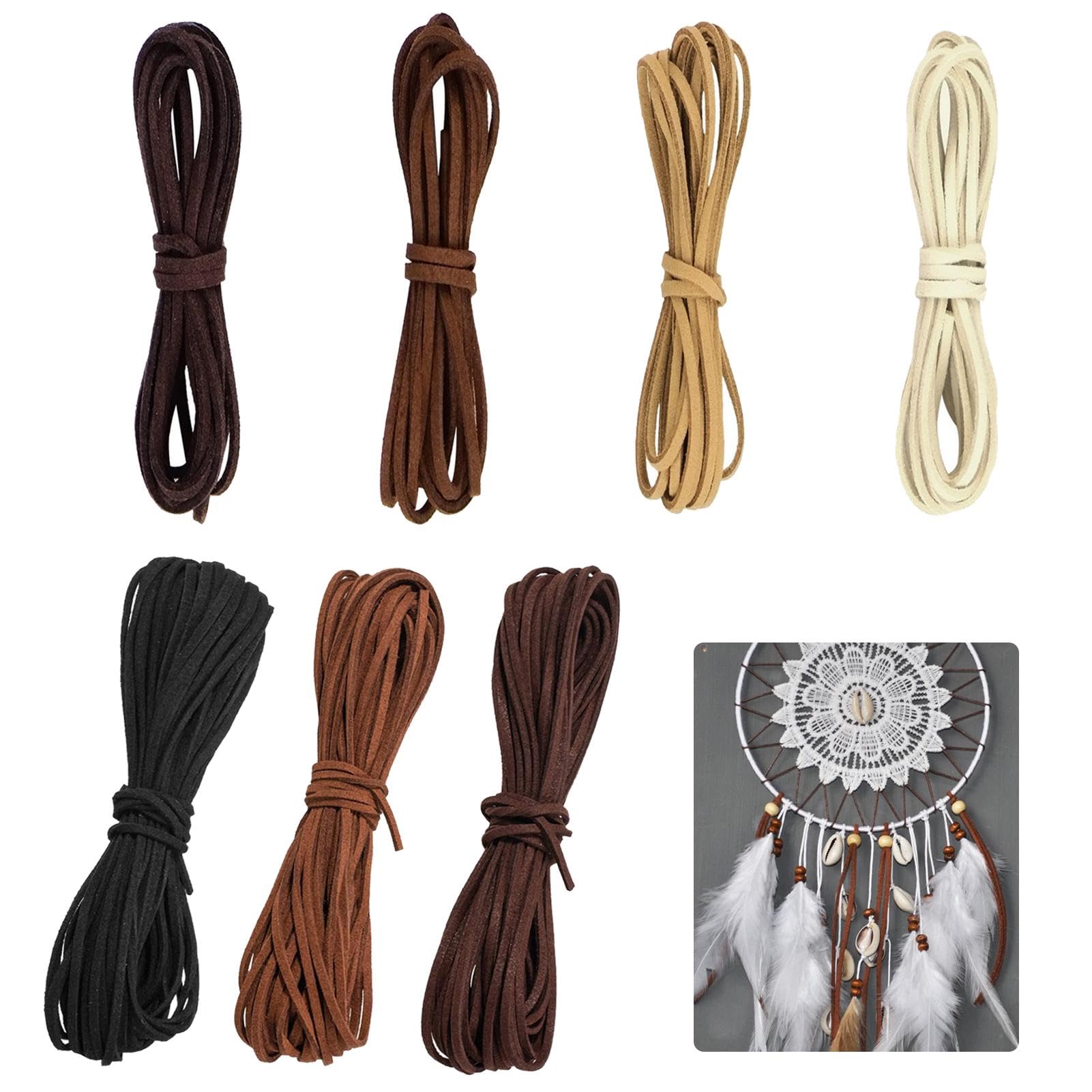 Violotoris 7 Bundles Leather Necklace Cord, 5 Colors Leather String