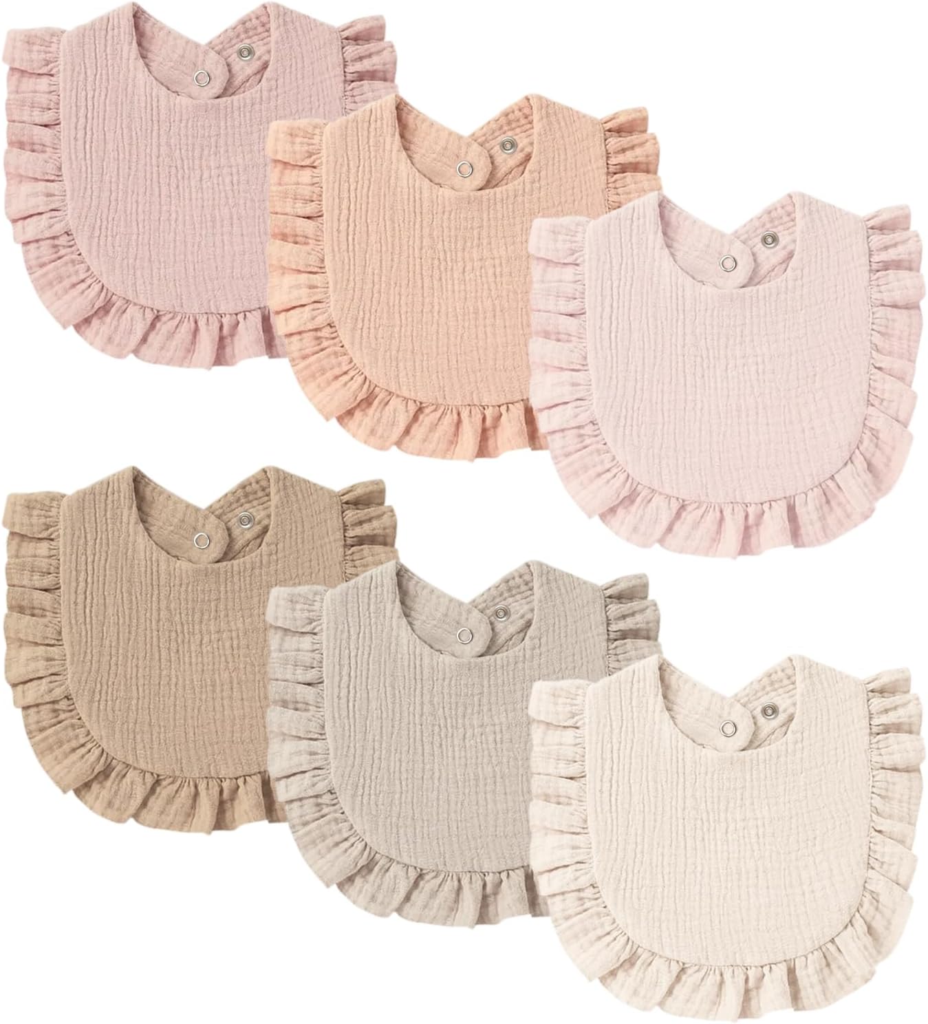 8 Pack Muslin 100% Cotton Baby Bibs for Unisex, Soft and Absorbent Gender Neutral Set for Feeding and Drooling