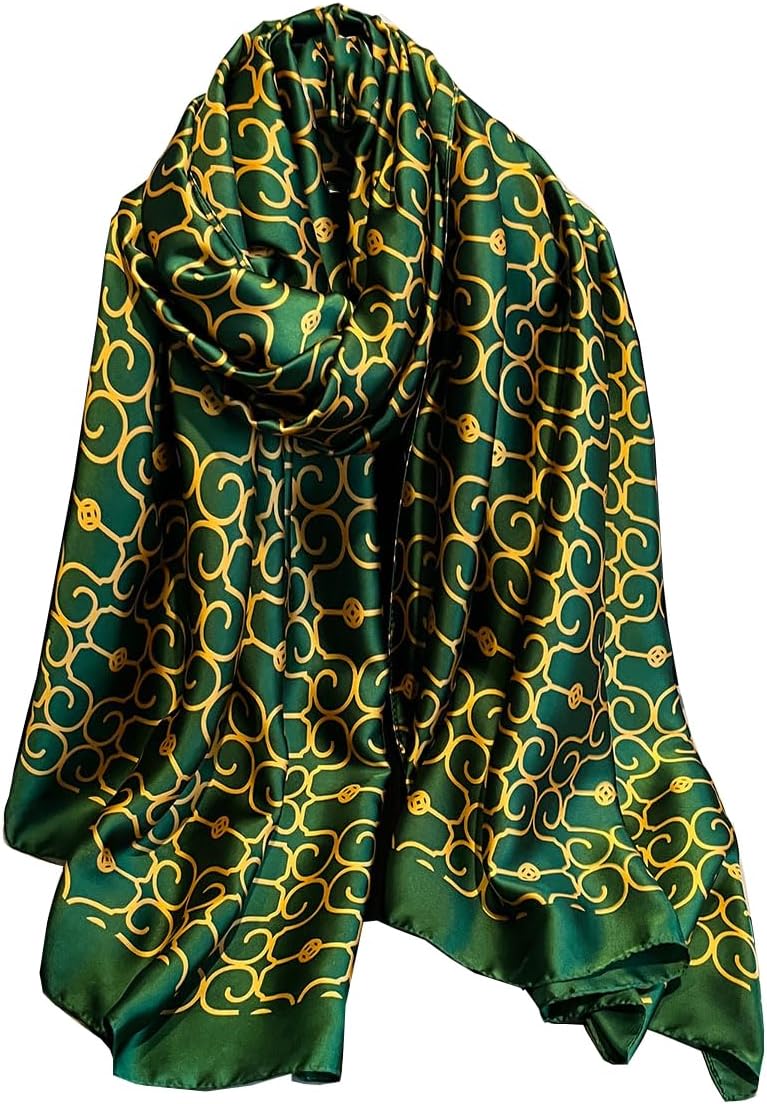 FairyCity Womens large Luxury Silk Scarf Satin Summer Scarf Lightweight Fashion Shawl Wrap