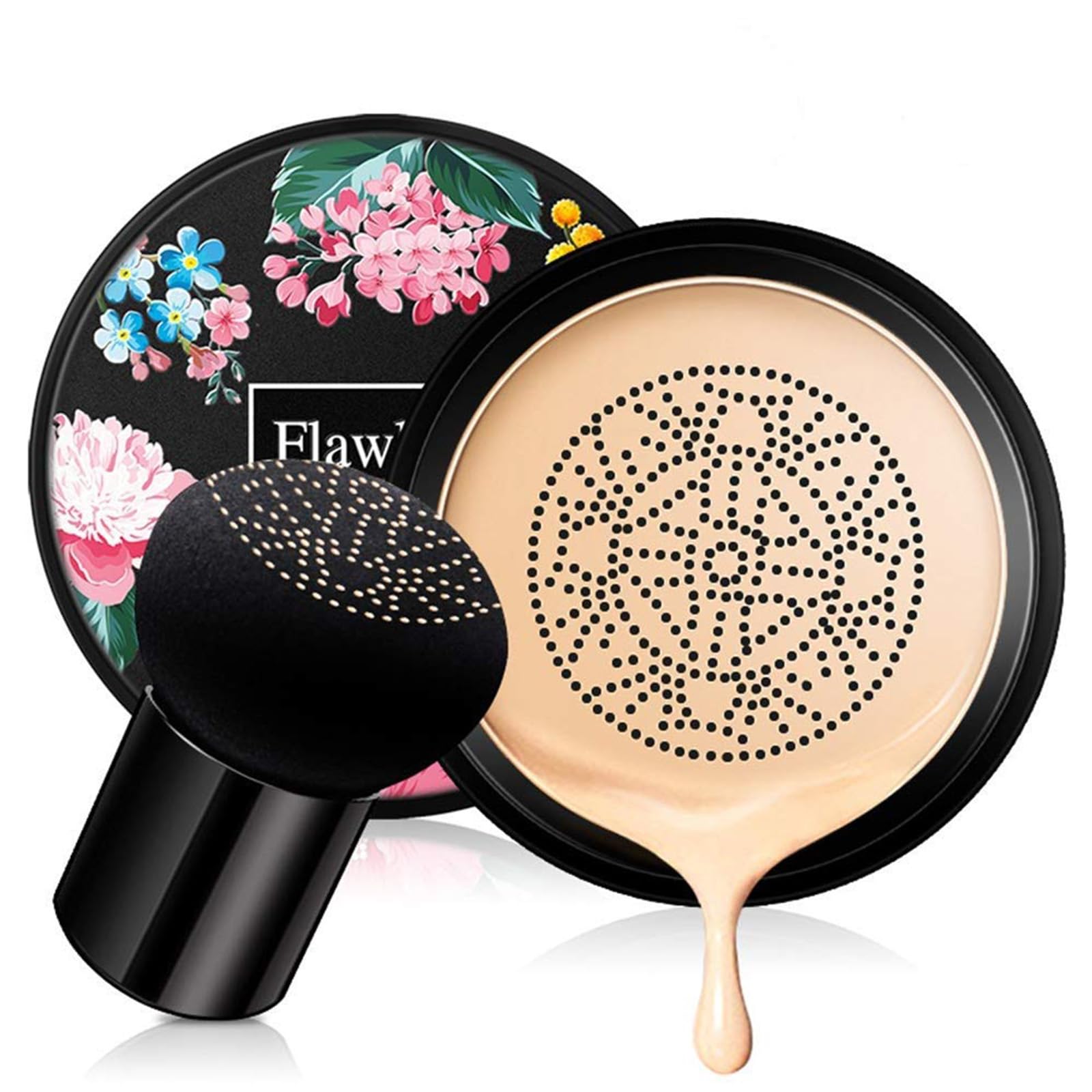 Mushroom Head Air Cushion BB Cream,Concealer Lasting Nude Makeup Moisturizing Pigment CC Liquid Foundation, Even Skin Tone Makeup Base Primer（Natural）