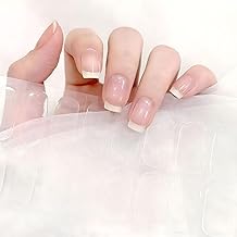 22pcs Semi-Permanent Nail Stickers Need Lamp, Semi-Cured Gel Nail Strips Full Cover, Manicure Women Nail Wraps, Includes Stick and File (Transparent)