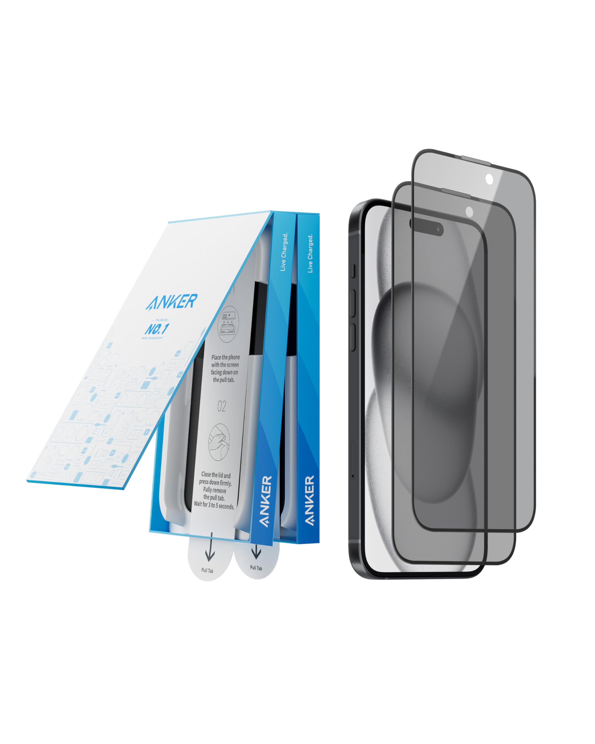 Anker Confezione da 2 Pellicole di vetro temperato Easy Fit per iPhone 13 Pro Max/14 Plus, installazione facile e veloce, 8K Ultra HD, durezza 9H, resistente ai graffi e agli urti, garanzia