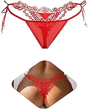 ohmydear Femme G-String Ficelle String Florale Brodée Grande Taille Culotte Tanga Maille sous-Vetement Sexy Slip Femme Thong G-String T-Back