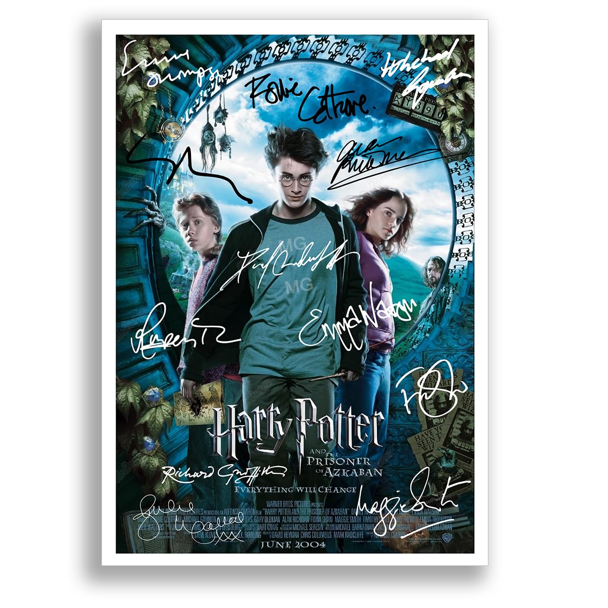Mounted Gifts Trading Prisoner Of Azkaban A4 Poster Only Harry Potter All Movie Film Posters Cast Signed A4 Poster Photo Print Framed Autograph Gift Daniel Radcliffe, Rupert Grint, Emma Watson (Prisoner Of Azkaban A4 Poster Only)
