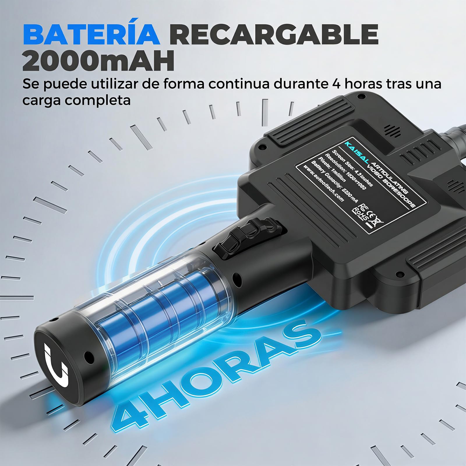 KAISAL Endoscopio Camara de Inspeccion, 6.25mm Cámara Endoscópica con Cabezal Giratorio de 210°, 4,3" 1080 HD Endoscopio, Cámara Endoscópica Tuberías IP67 Impermeable con Luz & Base Magnética