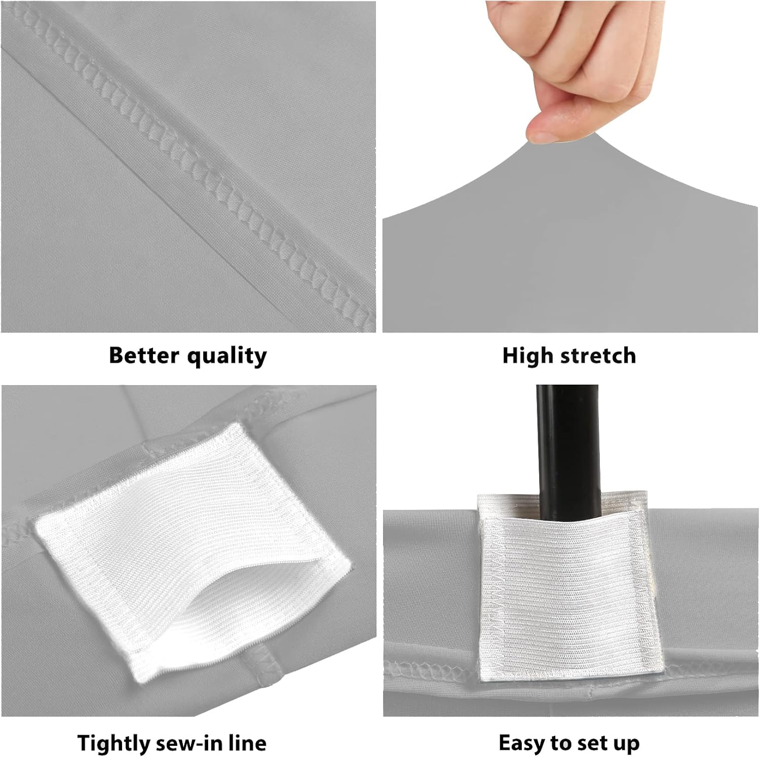 BDDC Table Covers for 6 Foot Tables, 2 Pack Sliver Gray Washable and Wrinkle Resistant Stretch Tablecloths Rectangle 6ft for Events, Wedding, Banquets, Parties