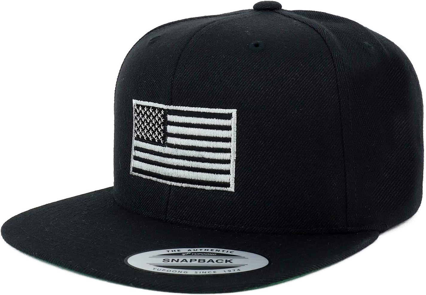 Armycrew Oversize XXL Grey American Flag Embroidered Structured Flatbill Snapback Cap