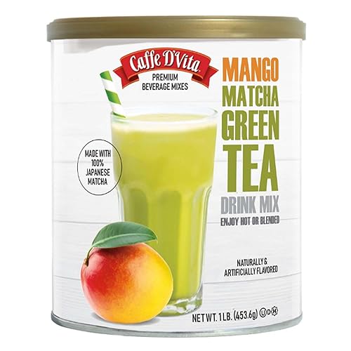 Cafe D'Vita Té verde matcha de mango  Polvo de café con leche matcha sabor dulce, mezcla de matcha japonesa de grado ceremonial, endulzado, disfruta