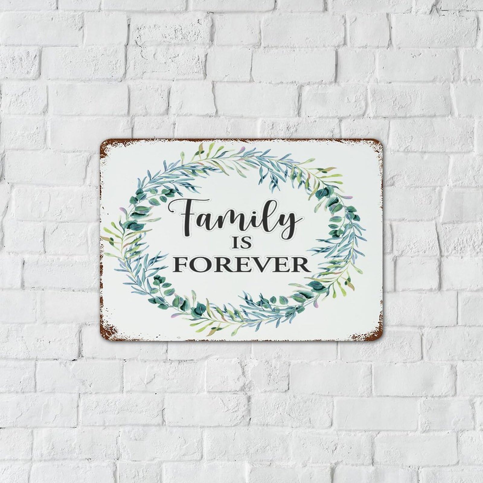 Targa Da Parete in Metallo Con Scritta Family, 31 X 29 Cm, Con