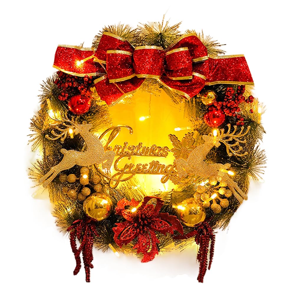 Amazon.co.jp: クリスマスリース 40cm 光る LEDライト付き 店舗 暖炉