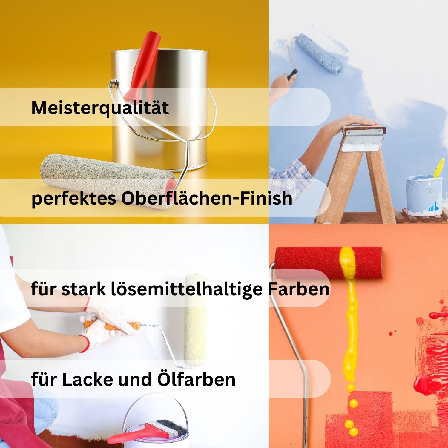 DD Composite Lackwalzen Velour Sets solide Farbwalze für ein perfektes Oberflächen-Finish lösemittelbeständig Flor 4mm