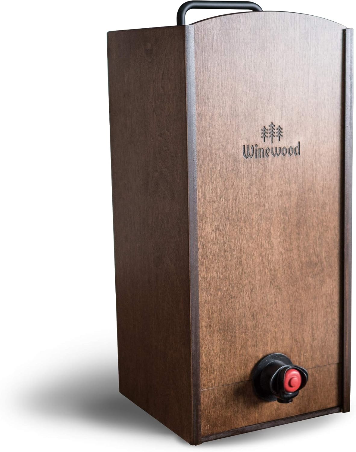 Winewood Cases Boxed Wine Wood Case | Walnut Color | Fits 3 Liter Boxes | Dispenser, Cover | Classic Style | Rectangular Shape | 13.5 x 11.8 x 11 Inches | Medium/Large Size