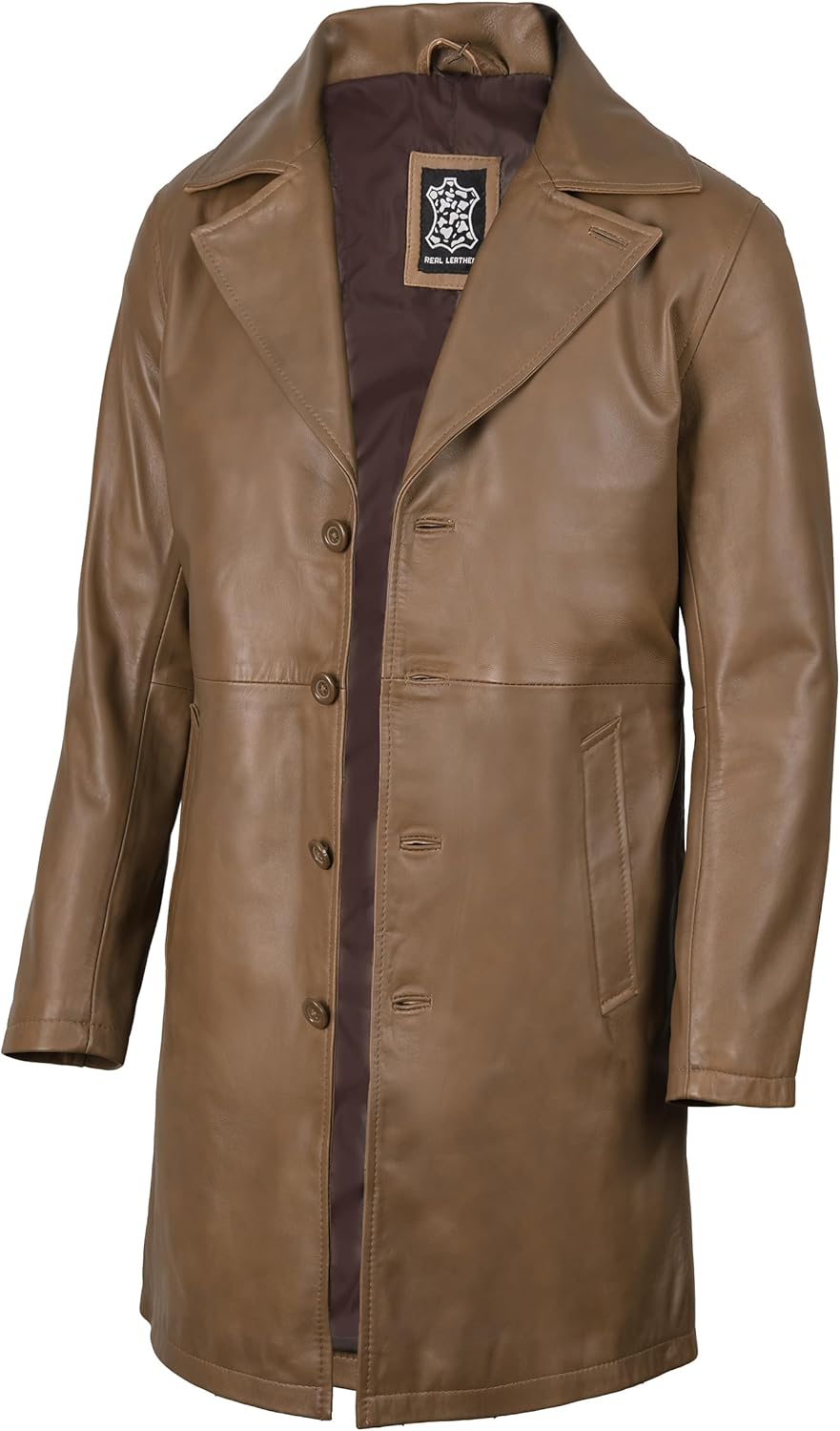 fjackets Leather Car Coats For Men – ¾ Length Real Lambskin Mens Stylish Brown & Black Leather Jacket Men