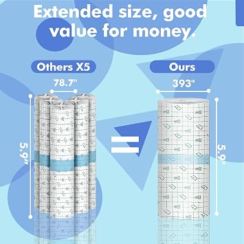 Tattoo Aftercare Wrap Waterproof Bandage (5.9 in x 10.9 Yd Roll) Second Skin Wound Healing Protective Skin Adhesive Bandages Transparent Dressing Bandages Tattoo Supplies