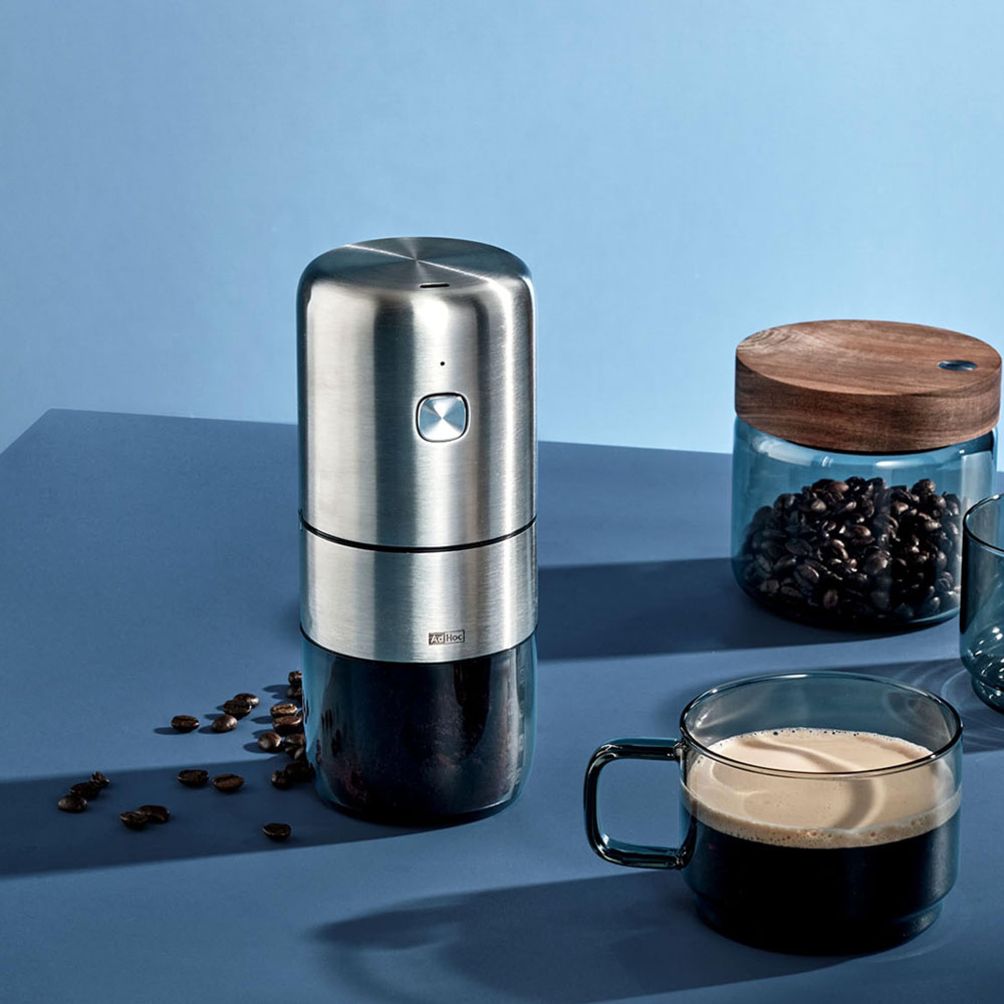 AdHoc i.Mill Design Kaffeemühle, elektrisch & wiederaufladbar | CeraCutXL® Keramikmahlwerk, USB-C, SilentDrive und stufenlose Mahlgradeinstellung