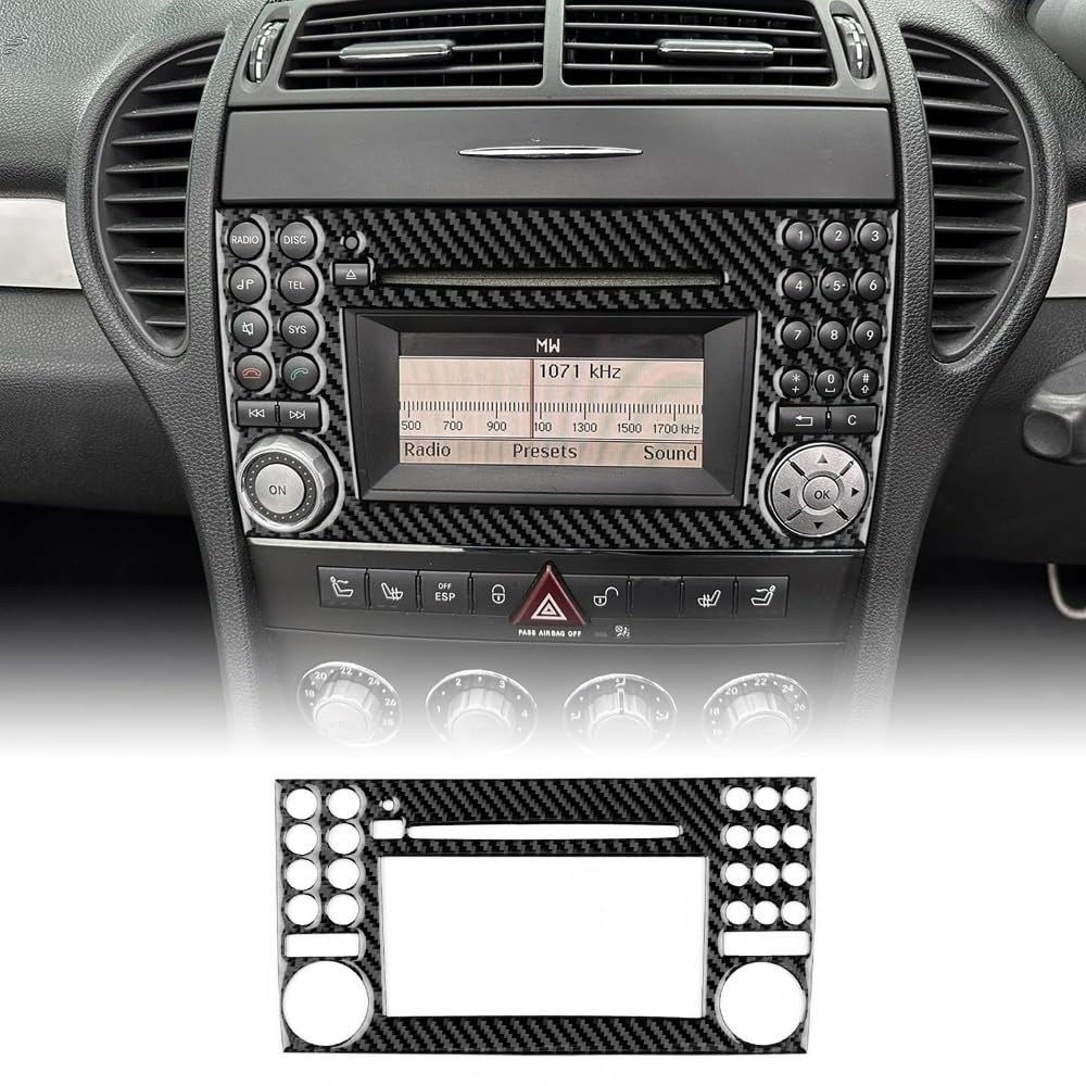 Giopsq B Carbon Fibre Central Control Ac Panel Trim, For Mercedes-Enz Slk R171 (2004-2010), Multifunction Utton Control Panel Cover, Interior Decorative Sticker Accessory/B/A