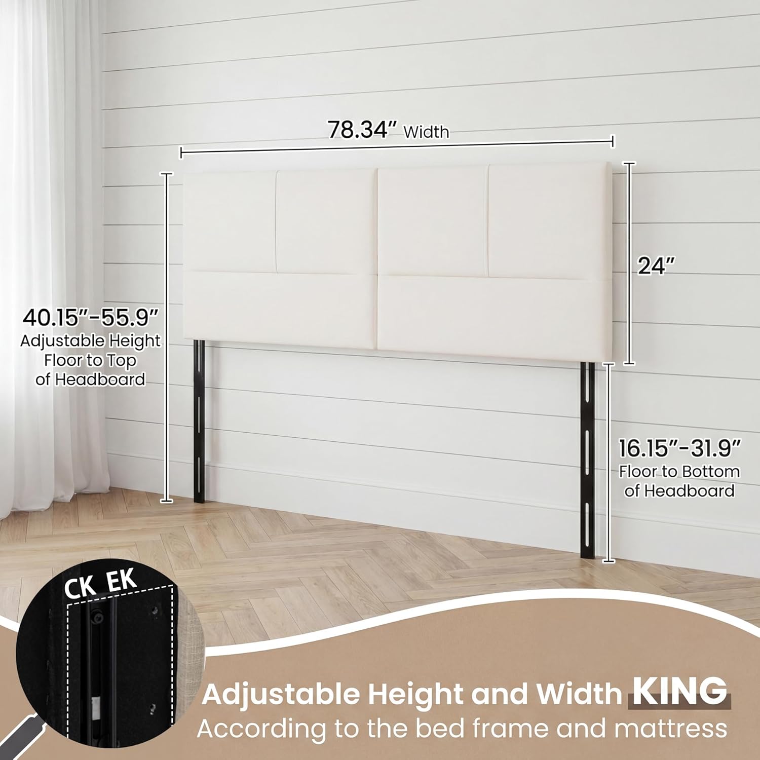 HAOBO Home Upholstered Headboards for King Size Bed Headboard Faux Leather Panels with Durable Metal Legs
