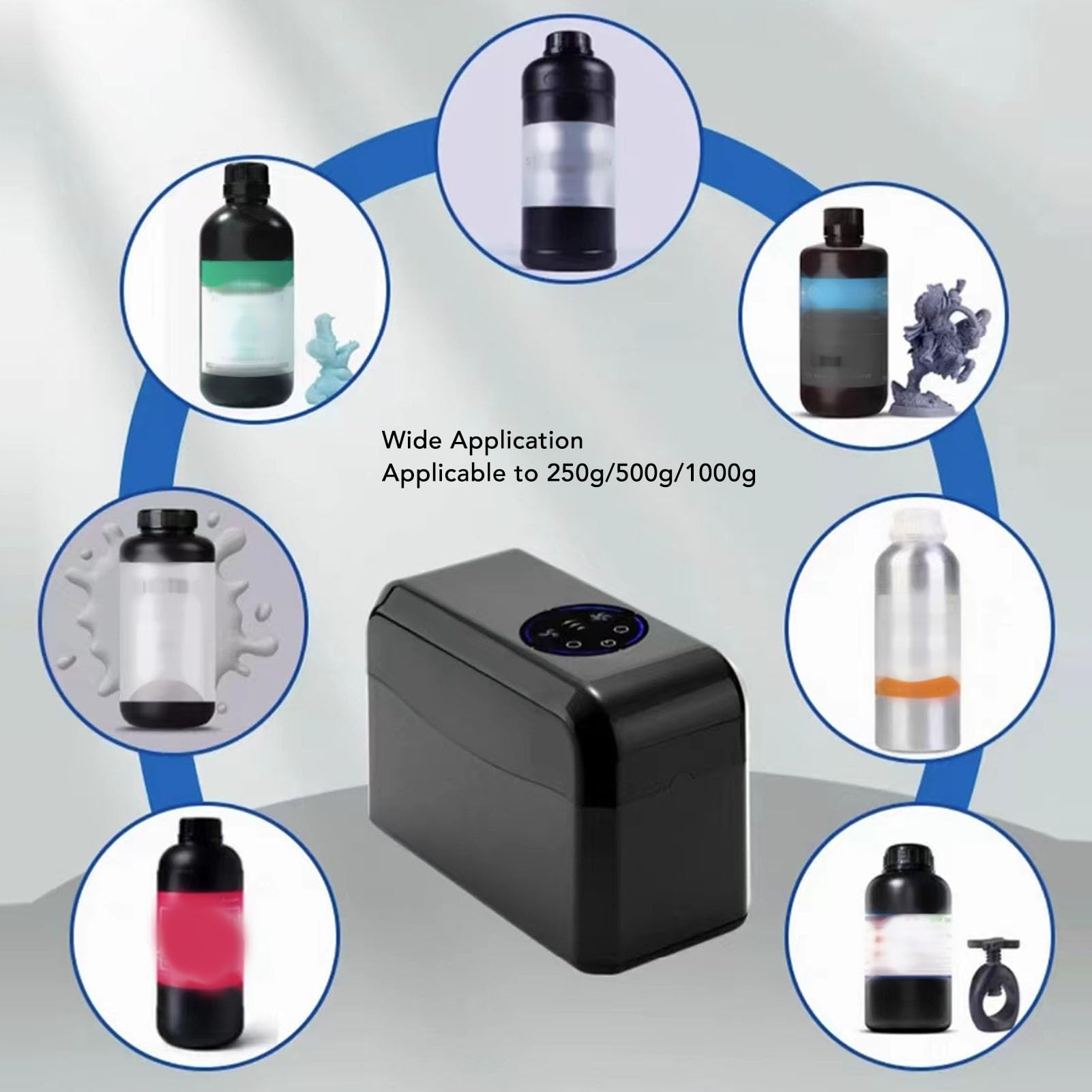 Mezclador de Resina de Impresora 3D con 3 Modos de Calentamiento y Control de Temperatura Automático, Calentador de Rodamiento para 250g, 500g, 1000g HM100 Resina (Enchufe de la UE)