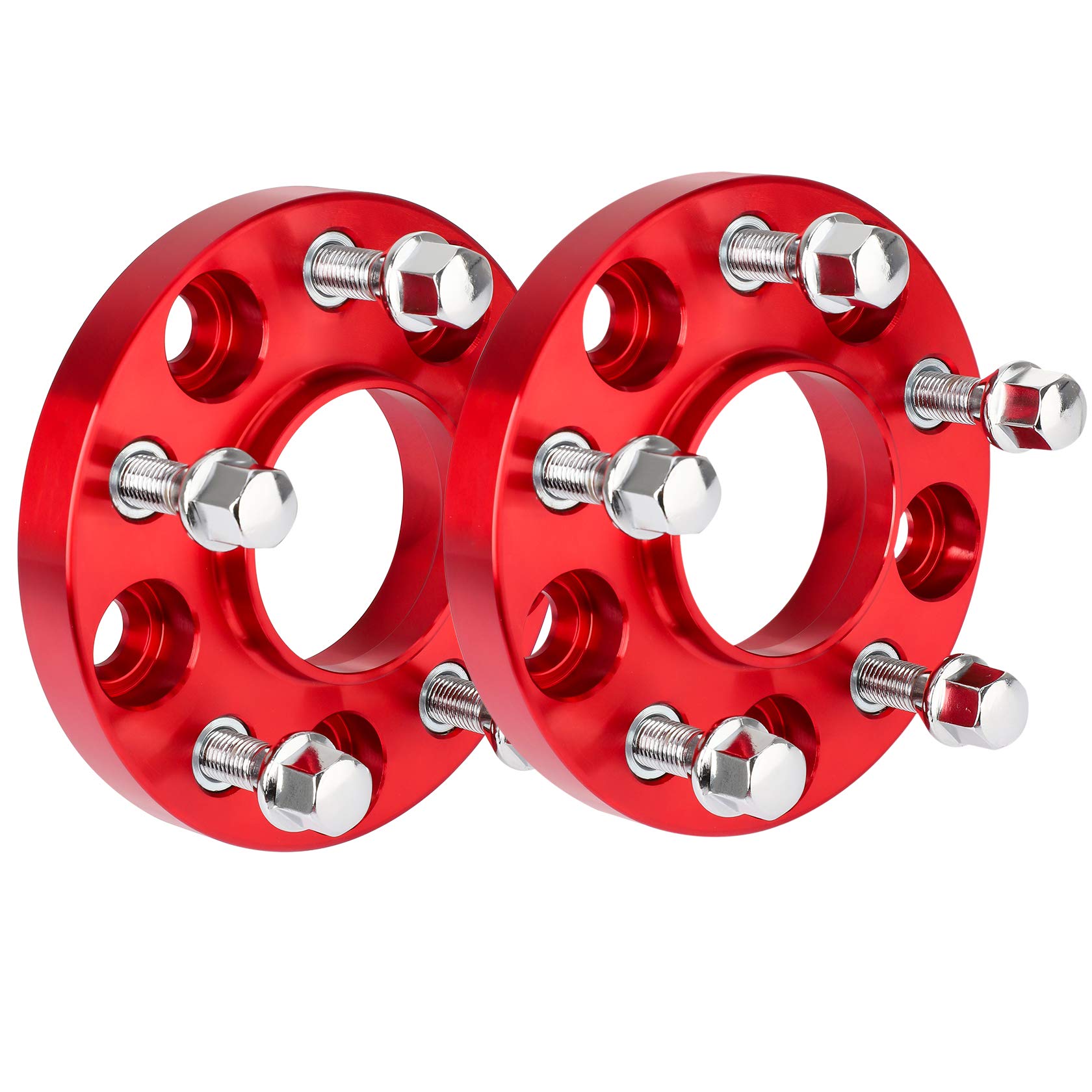 Pindex Lot de 2 Élargisseurs de Voie 5 X 112 20 mm pour A4 A5 A6 A7 Plaques de Direction 66,5 mm avec 10 Boulons de Roue M14 X 1,5 Rouge