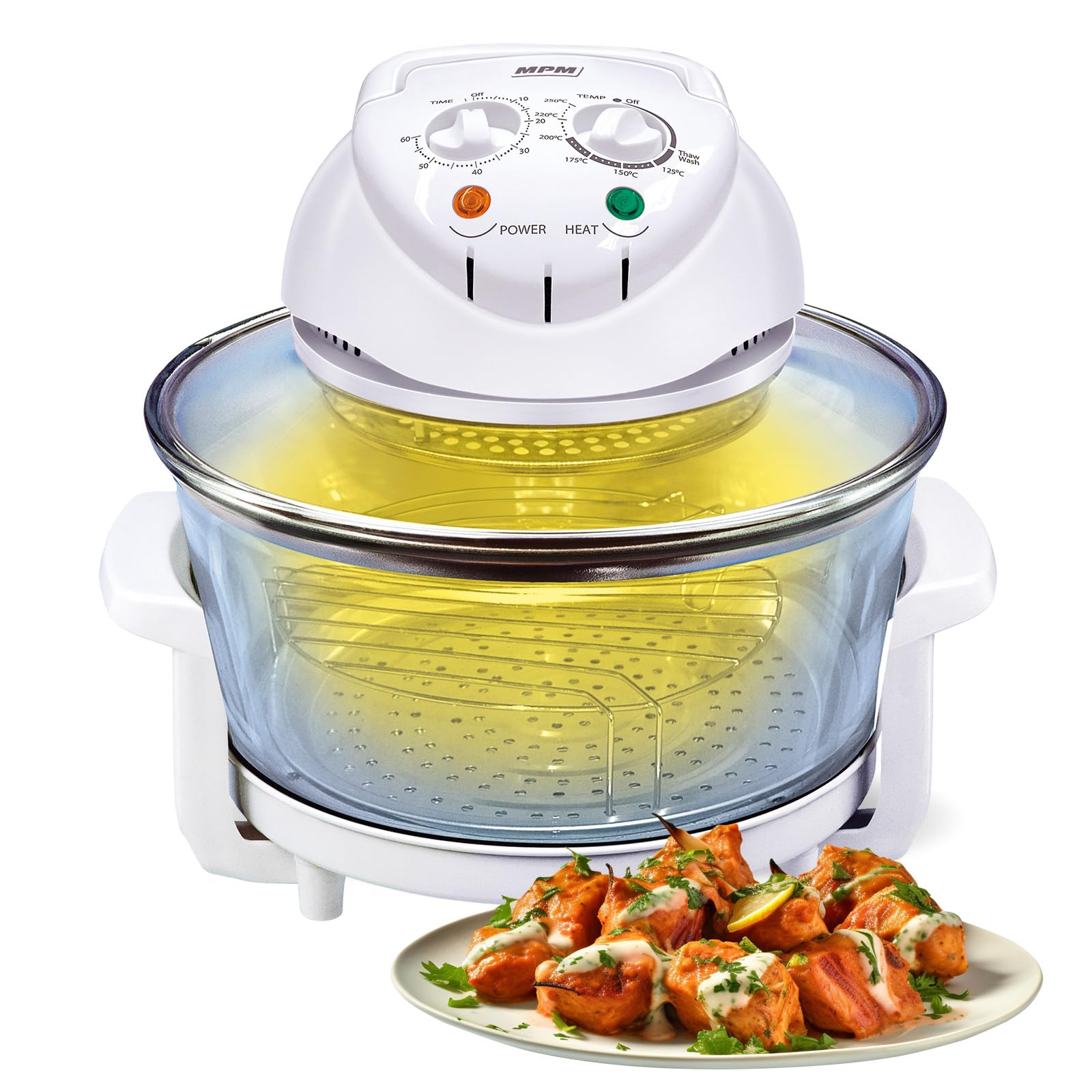 MPM MKO-01 Mini Piekarnik Elektryczny - Multicooker - z Funkcją Samoczyszczenia - Piekarnik Halogenowy - do Gotowania, Rozmrażania, Pieczenia i Opiekania - Pojemność 17l