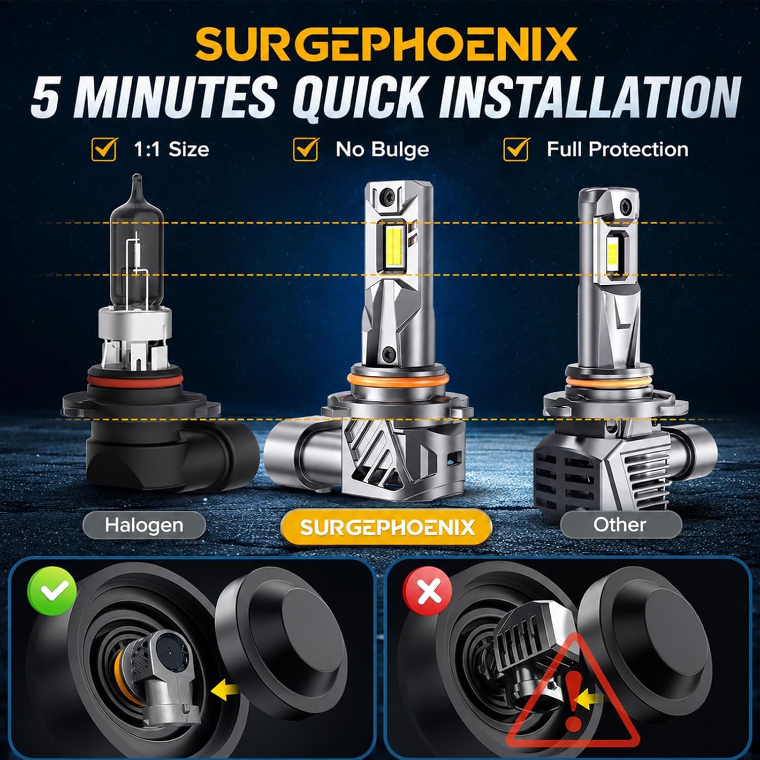 H11/H8/H9 9005/HB3 Light Bulbs Combo, 180,000LM, 1000% Brighter