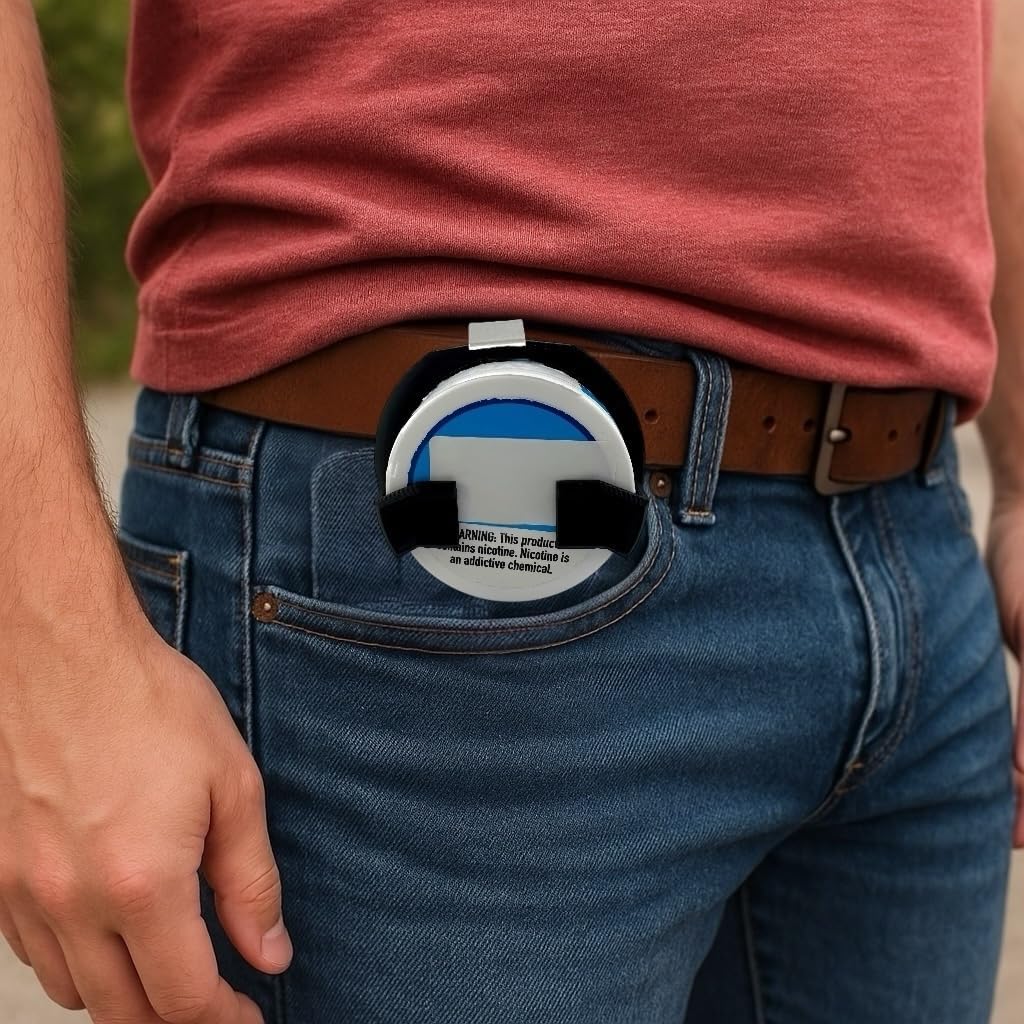 Holster Clip Compatible with Nicotine Pouch Tins, Belt or Car Sun Visor Accessory - Fun, Functional & Discreet Pouch Holder for On-The-Go Use - Universal for 2.75" Tins - Image 7