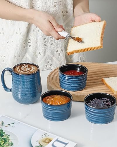 Miniatura 6 de Hasense Ramekins de 8 oz Aptos para Horno para Crème Brûlée, Juego de 6 Platos de Soufflé de Cerámica Aptos para Horno, Cuencos de Porcelana