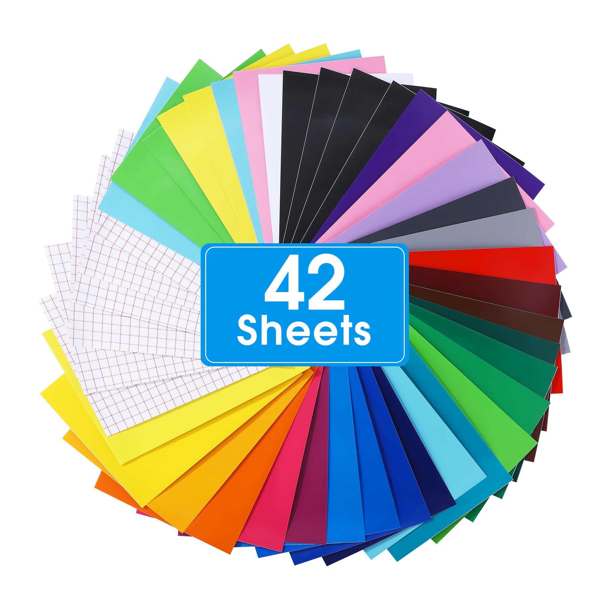 Pack of 42 Vinyl Film Plotter, 30.5 x 21 cm, Self-Adhesive Plotter Film, Vinyl, Suitable for Car Train Flower, Advertising Engraving, Wall Decoration, Glass Surface, Personalised DIY-image-47