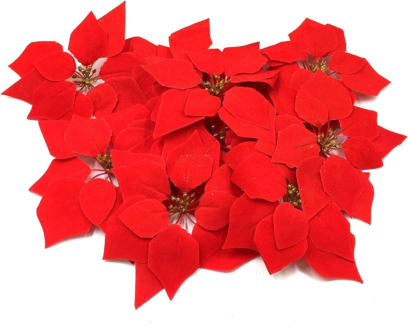 HMILYDYK 20PCS Christmas Decor Artificial Flowers Red Poinsettia Xmas Tree Ornaments 8 INCH Red Flowers