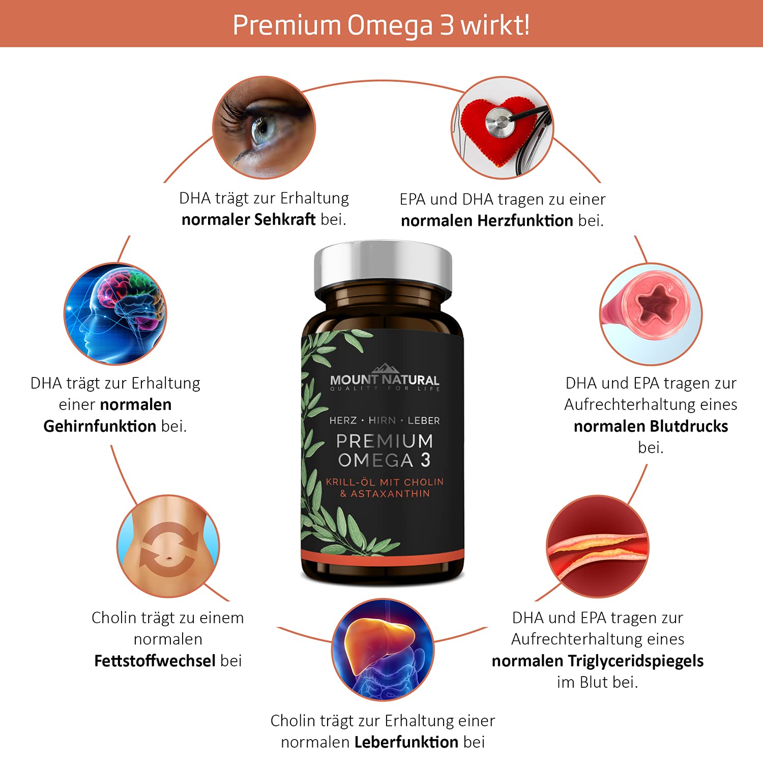 Krillöl - 1180mg mit hochdosiertem Omega-3: EPA, DHA, Cholin und Astaxanthin - Hochwertiger als Fischölkapseln durch Phospholipid - Laborgeprüft aus Deutschland 60 Kapseln = 49,5g