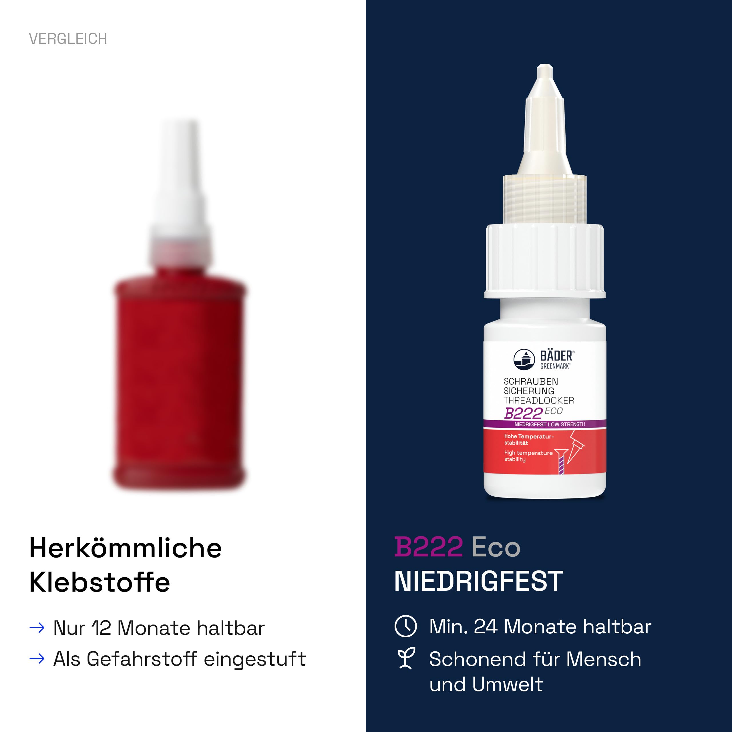 Fissaggio a vite a bassa resistenza B222Eco viola – colla per viti da 10 ml, colla per filettatura, colla resistente al calore, guarnizione filettata, sigillante liquido, colla per metallo