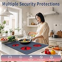 Vista 3 de Karinear Placa eléctrica de 4 quemadores de 30 pulgadas, control de perilla de estufa eléctrica, placa de cerámica integrada con superficie