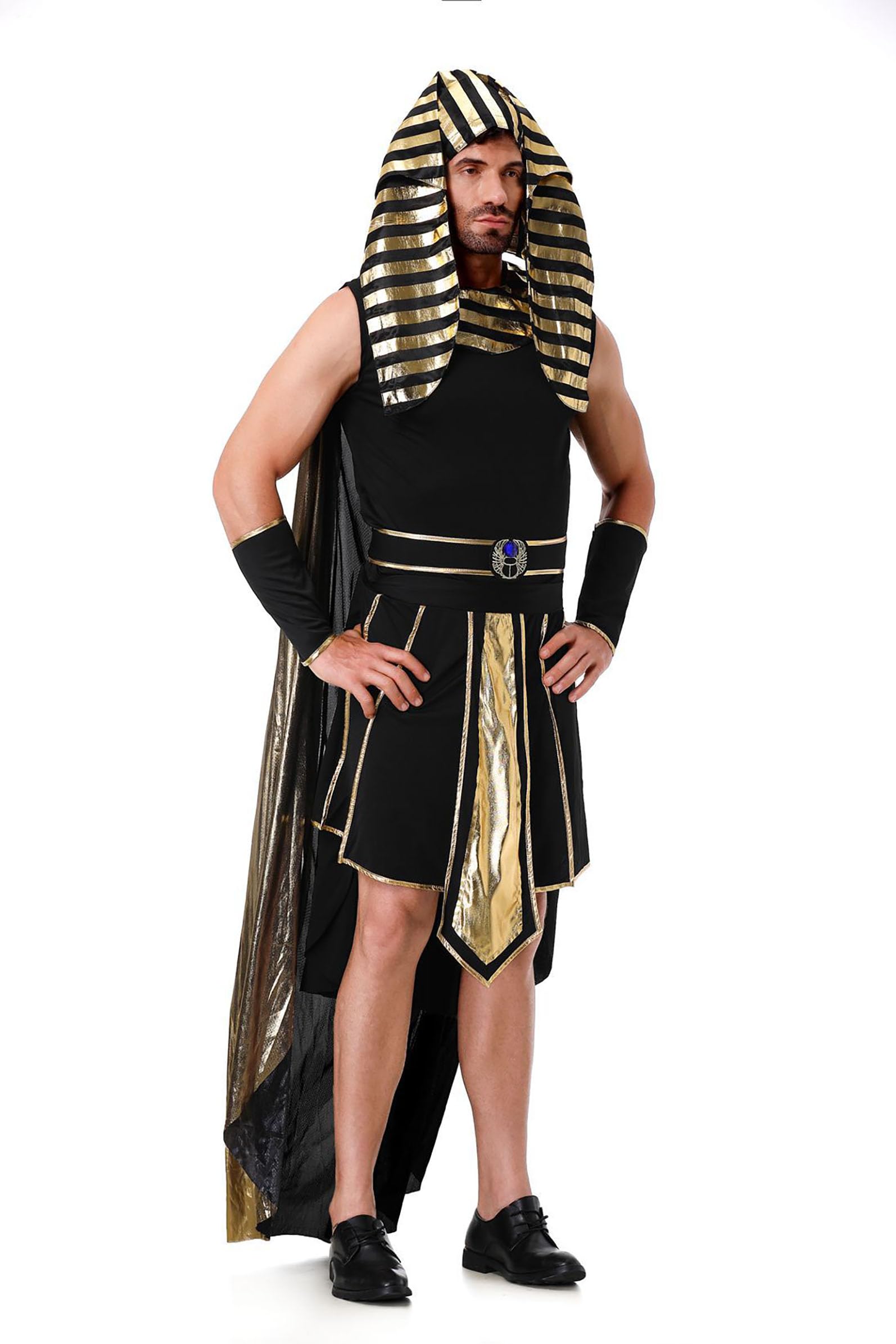 Disfraz de faraón egipcio para hombre, disfraz de egipcio, traje histórico del faraón para Halloween, carnaval