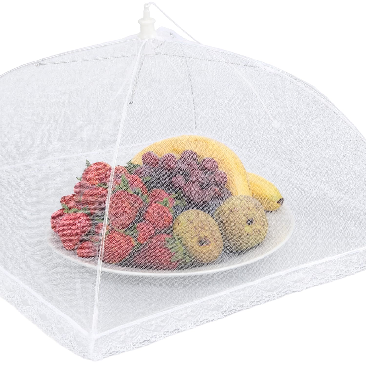 com-four® 4X coperture antimosche - coperture per Alimenti - coperture antimosche per Cibo, Cibo, Frutta - coperture e coperture antimosche - 44 cm (04 Pezzi - Bianco)