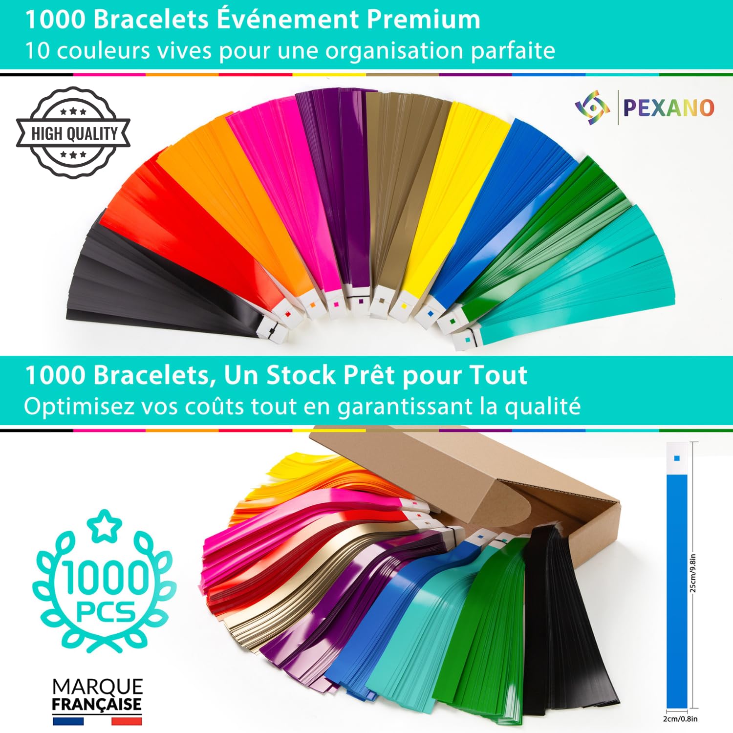 Bracelet Papier Événements x1000 ✮Marque Francaise✮ Bracelet Identification Adulte pour Entrée Soirée Enfant Kermesse Spectacle Festival Concert Foire - Étanche 10 Couleurs Premium ✯GARANTIE À VIE✯