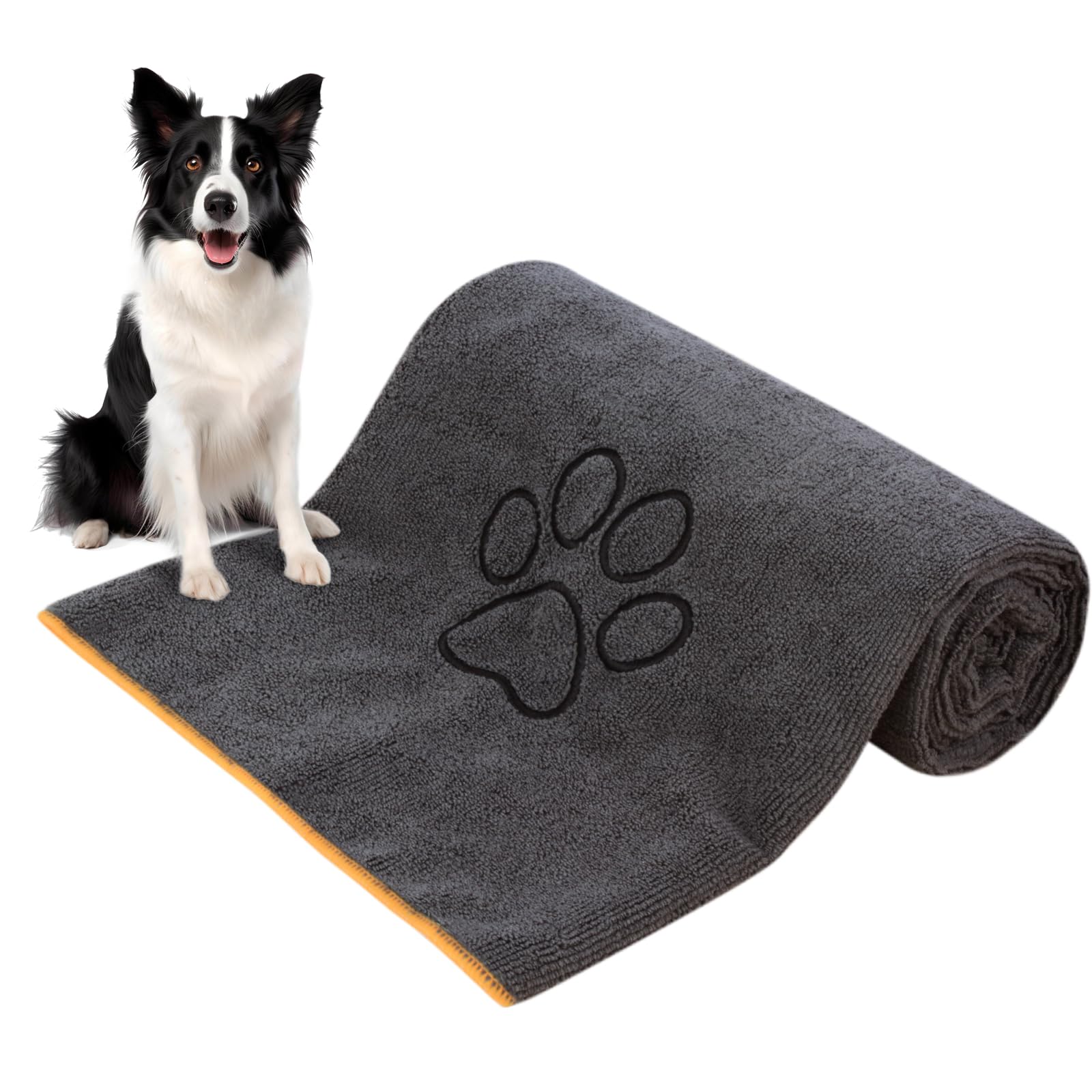 KinHwa Dog Towel Large, Microfibre Dog Towel Extra Absorbent Quick Drying Soft and Comfortable, Bath Towel for Dogs and Cats 76 cm x 127 cm 1 Pack (Grey)