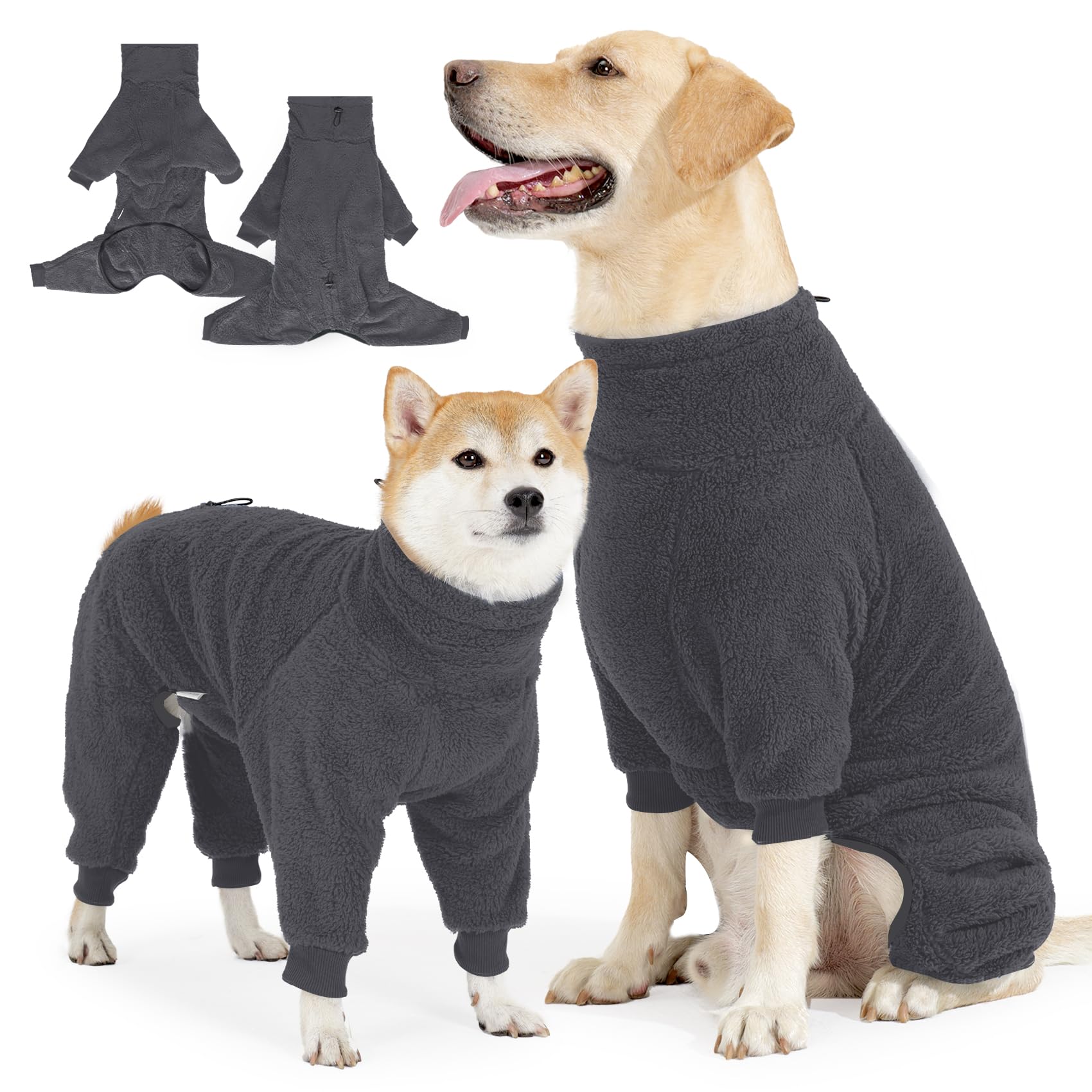 Photo 1 of Pinellia Fleece Dog Sweater for Small Medium Large Dog for Run Walk Sleep Pet Winter Jacket & Windproof Clothes Coat Small Grey