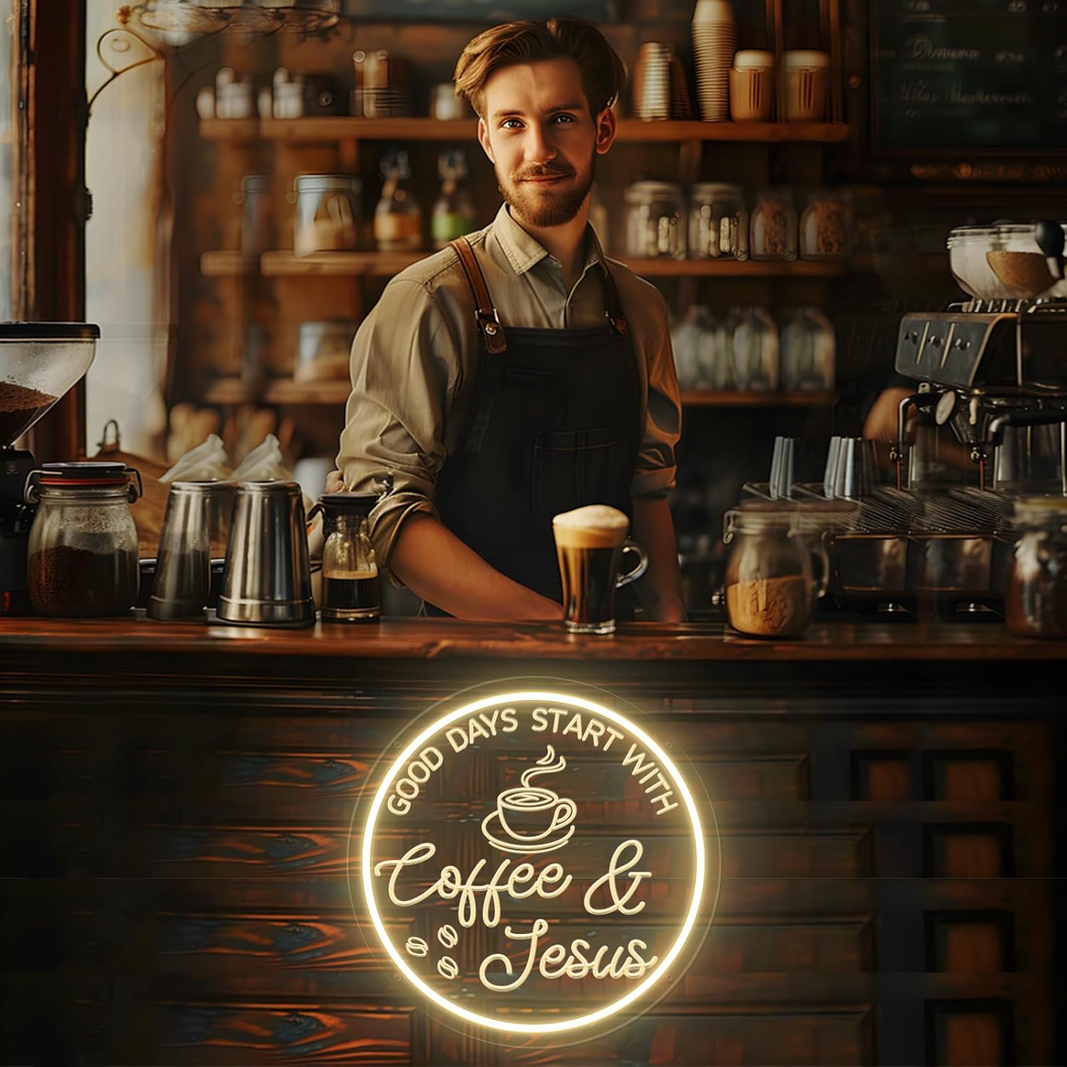 Coffee Bar Neon Sign, Warm White LED Coffee Light for Cafe Shop, Station Home Kitchen Bar Cart Event Area Party Gift for Lover Friends Family - Warm White
