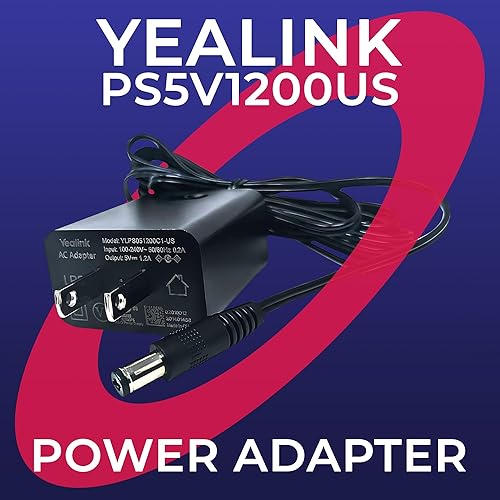 Miniatura 2 de Yealink PS5V1200US Fuente de alimentación 5V 1.2A, teléfonos compatibles con Yealink - SIP-T20P, SIP-T22P, SIP-T26P, SIP-T27, SIP-T28P, SIP-T41P,