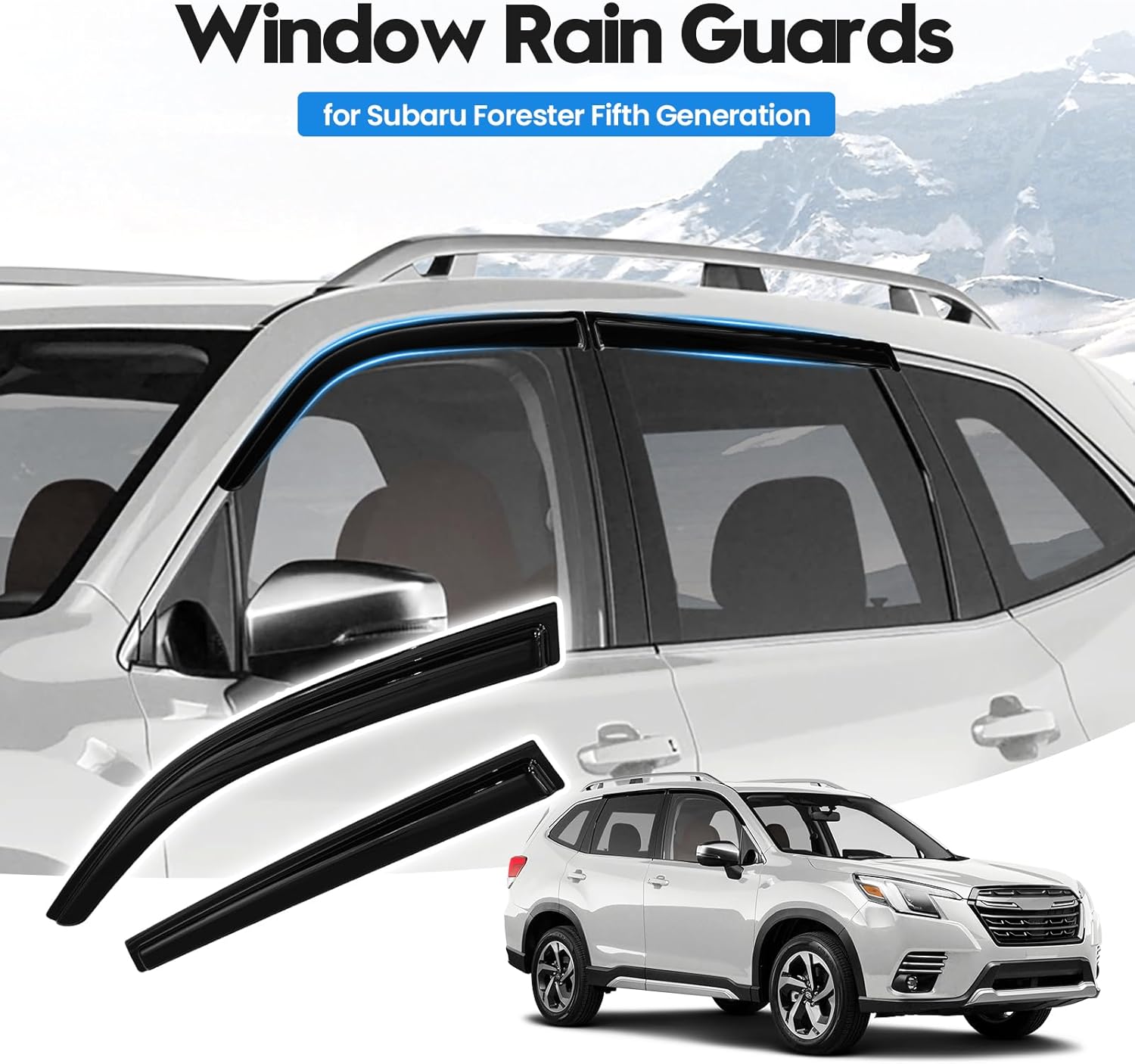 Forester Rain Guard - Window Visors for Subaru Forester 2019-2024, Out-Channel Side Window Rain Guards for Forester Accessories, 4PCS, Black, Car Accessories