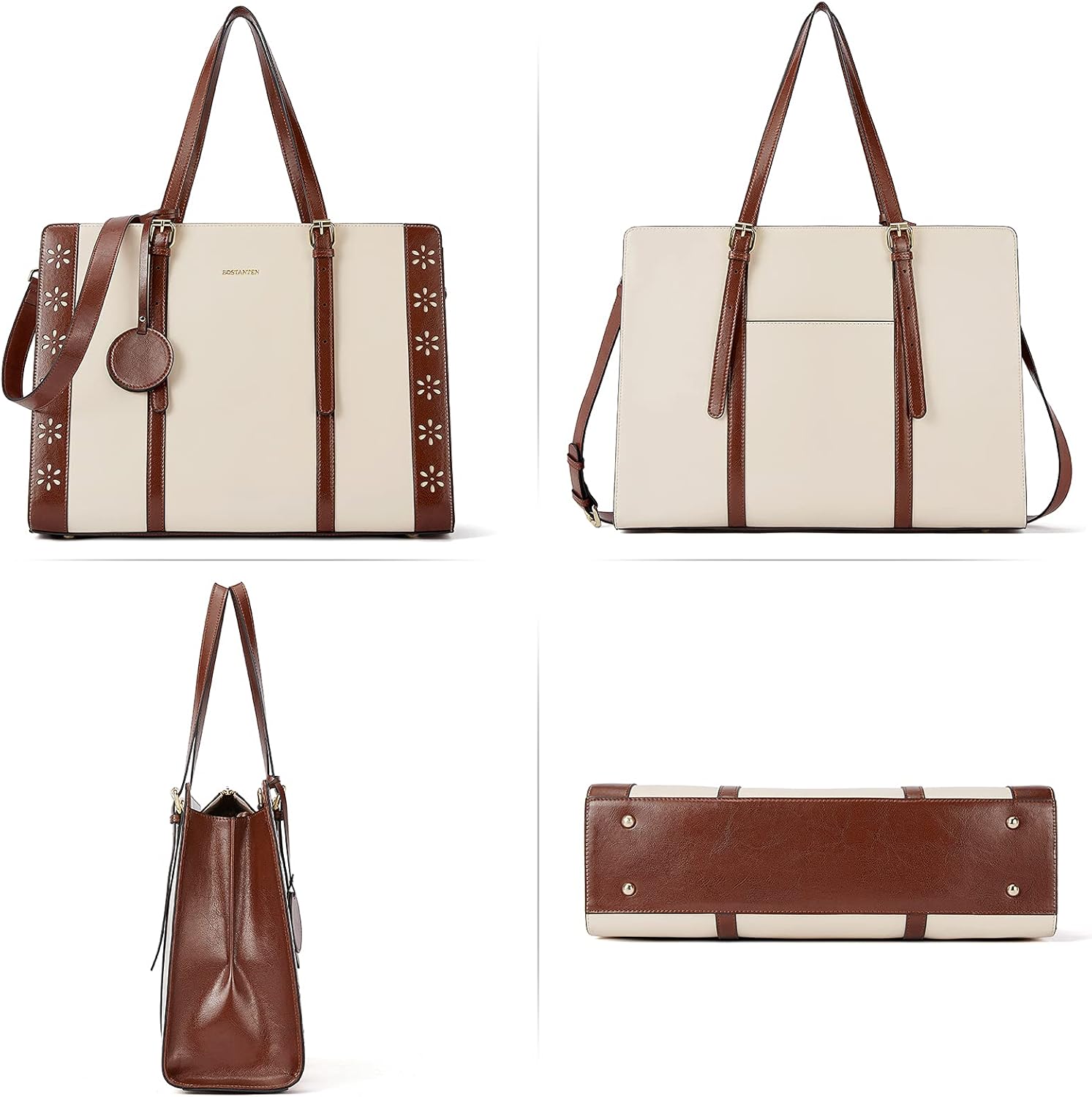 BOSTANTEN Laptop Bag for Women 15.6 inch Computer Leather Briefcase Vintage Work Tote Handbag - Image 4