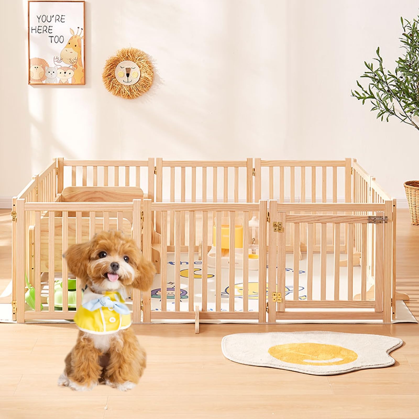 Corral para Perros, Parque Perros pequeños, Interior for Mascotas，Patio de Juegos para Gatos, Conejos y Hurones, Jaula Modular Transparente, con Paneles antiescalada(43cm/16.9in,1 Piece)