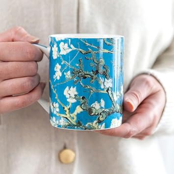 Museums & Galleries Fine Bone China Mug - Stunning 'Almond Blossom' Design by Vincent Van Gogh - Premium Quality Tea and Coffee Mug for the Home and Kitchen