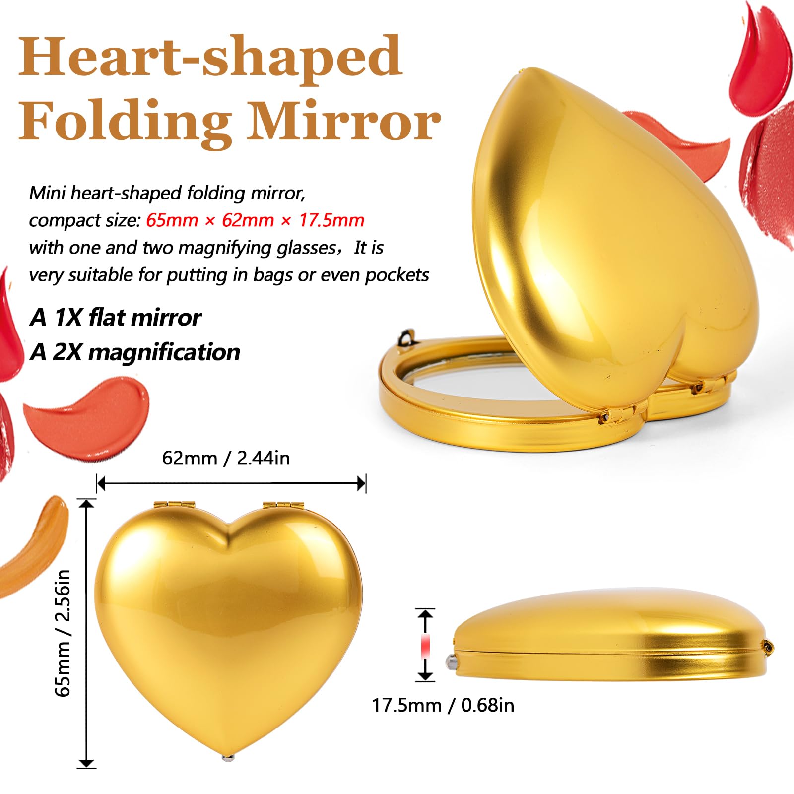 Amazon.com: EYIWEITING Mini Heart Compact Mirror,Compact and