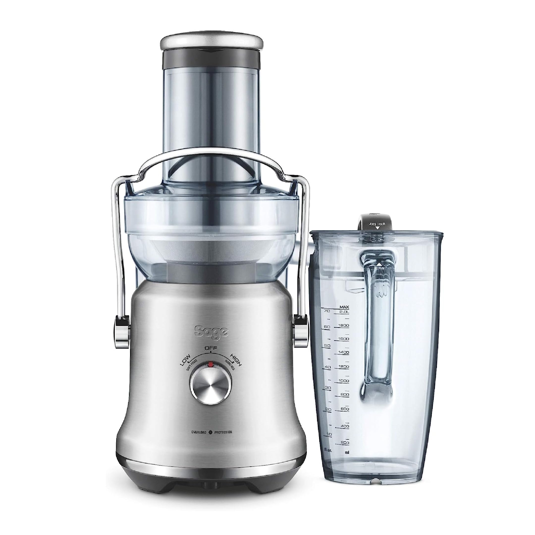 Sage Nutri Juicer Cold Plus - Łatwe wyciskanie owoców i warzyw - Duży dzbanek 2L, Szczotkowana Stal Nierdzewna