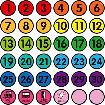 WhatSign Line Up Spots For Classroom Floor Number Stickers - 36Pcs Line Up Dots Floor Dots Decals Line Up Numbers For Preschool Kindergarten Back To School Supplies