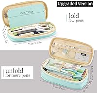 Vista 4 de EASTHILL - Estuche de gran capacidad para oficina, universidad, escuela, almacenamiento grande, bolsa de alta capacidad, organizador de caja azul