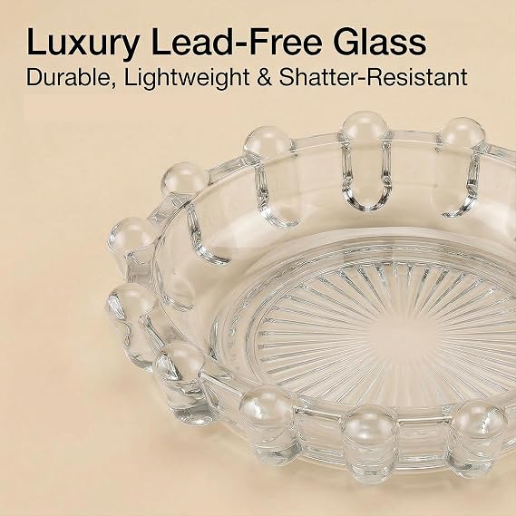 Bubble Smoky Glass Candle Holder Modern Anthropologie-Inspired Decor Dish for Small Candles & Diffusers | Stylish Tabletop Accent for Home Bar & Cozy Living Spaces (1, Clear)