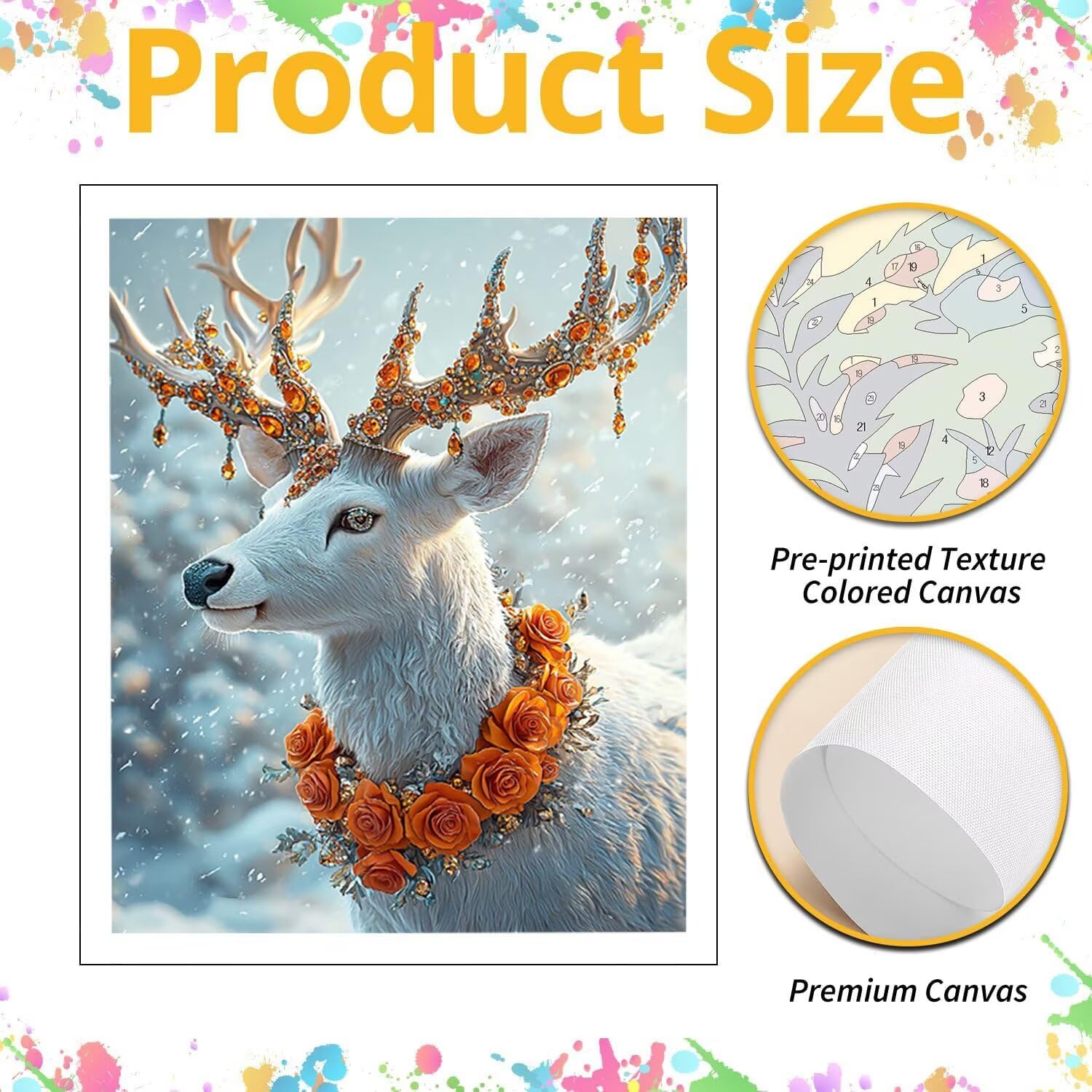 WEISHIWE Dipingere con i Numeri Adulti Alce in inverno, 80x100cm s-157 | Paint by Numbers Kit con Pennelli e Acrilico Pigmento, Fai da te Olio La Pittura di Numeri Kit, Decora la Casa, senza Cornice